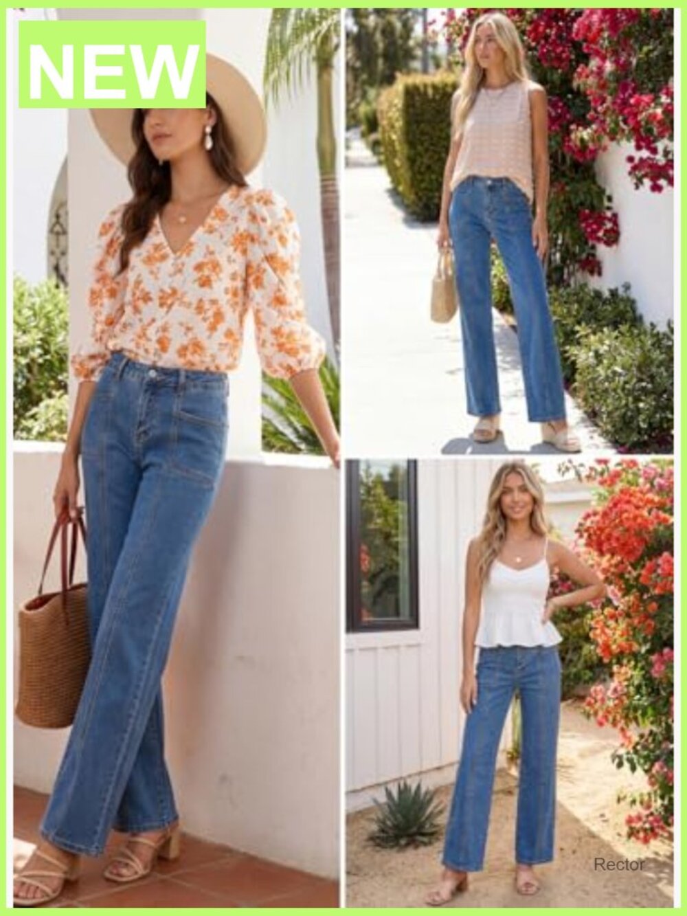 High Waisted Wide Leg Jeans Stretchy Baggy Denim Pants - Picture 6 of 7
